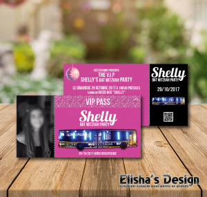 faire part bat mitzva thème bus discotheque